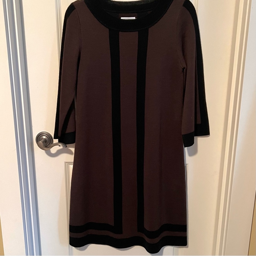 Calvin Klein Knit tunic Dress in Bittersweet Chocolate Brown & Black